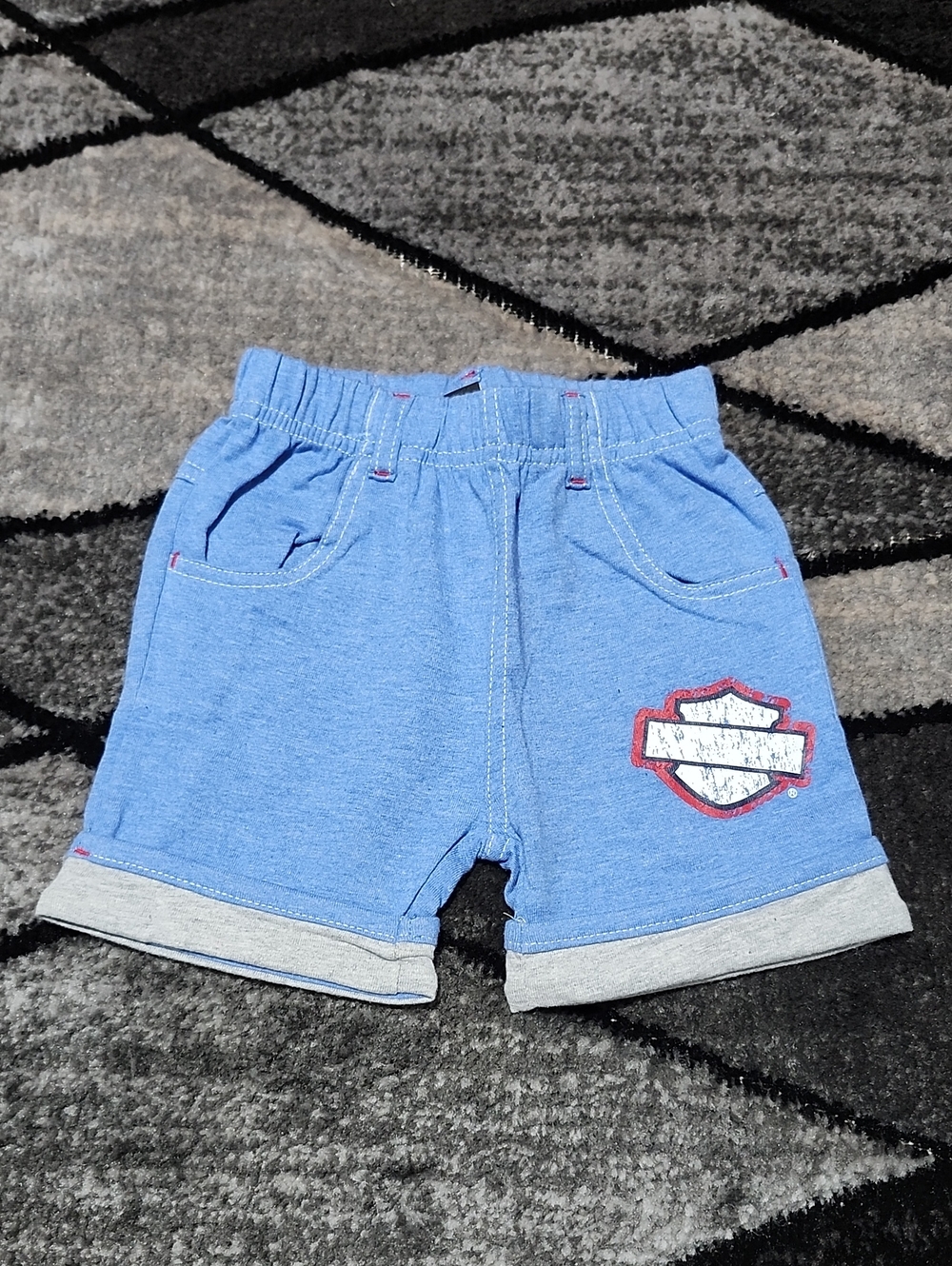 HARLEY DAVIDSON MOTORCYCLE INFANT BAR & SHIELD LOGO CUFFED SHORTS